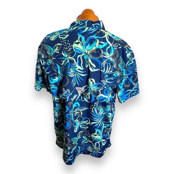 Columbia Mens Shirt Sz XL Trollers Best Carbon Wildwaters Vented Blue Floral NEW - Picture 7 of 10